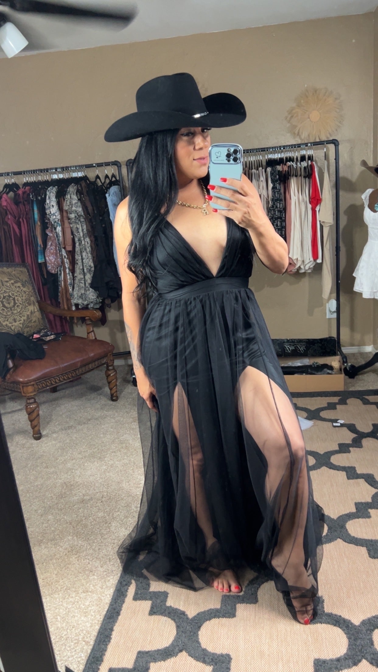 Two front slit Tulle Dress