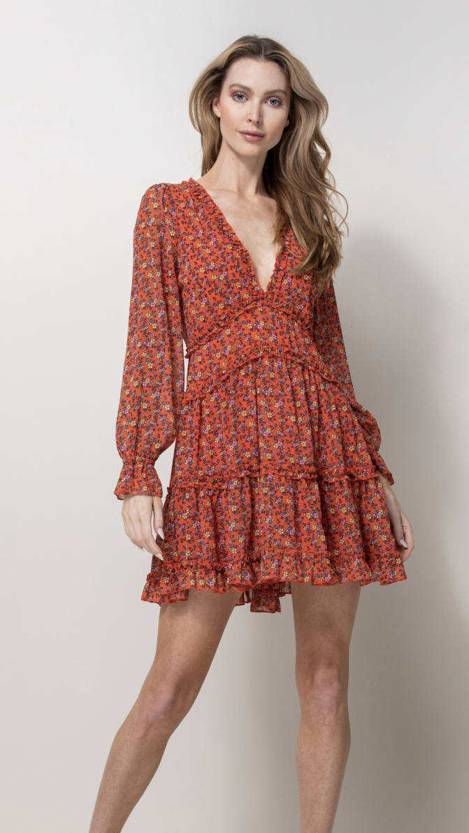 Open Back ruffle mini dress