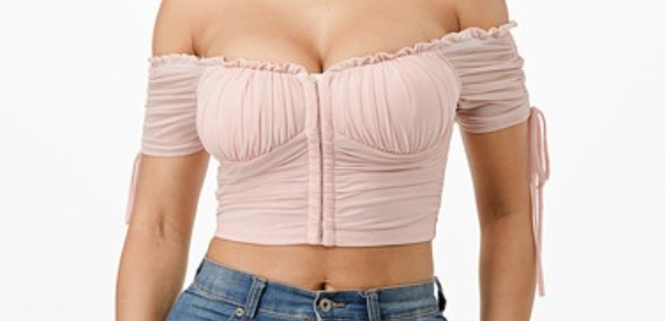 Power Mesh off Shoulder Corset Top