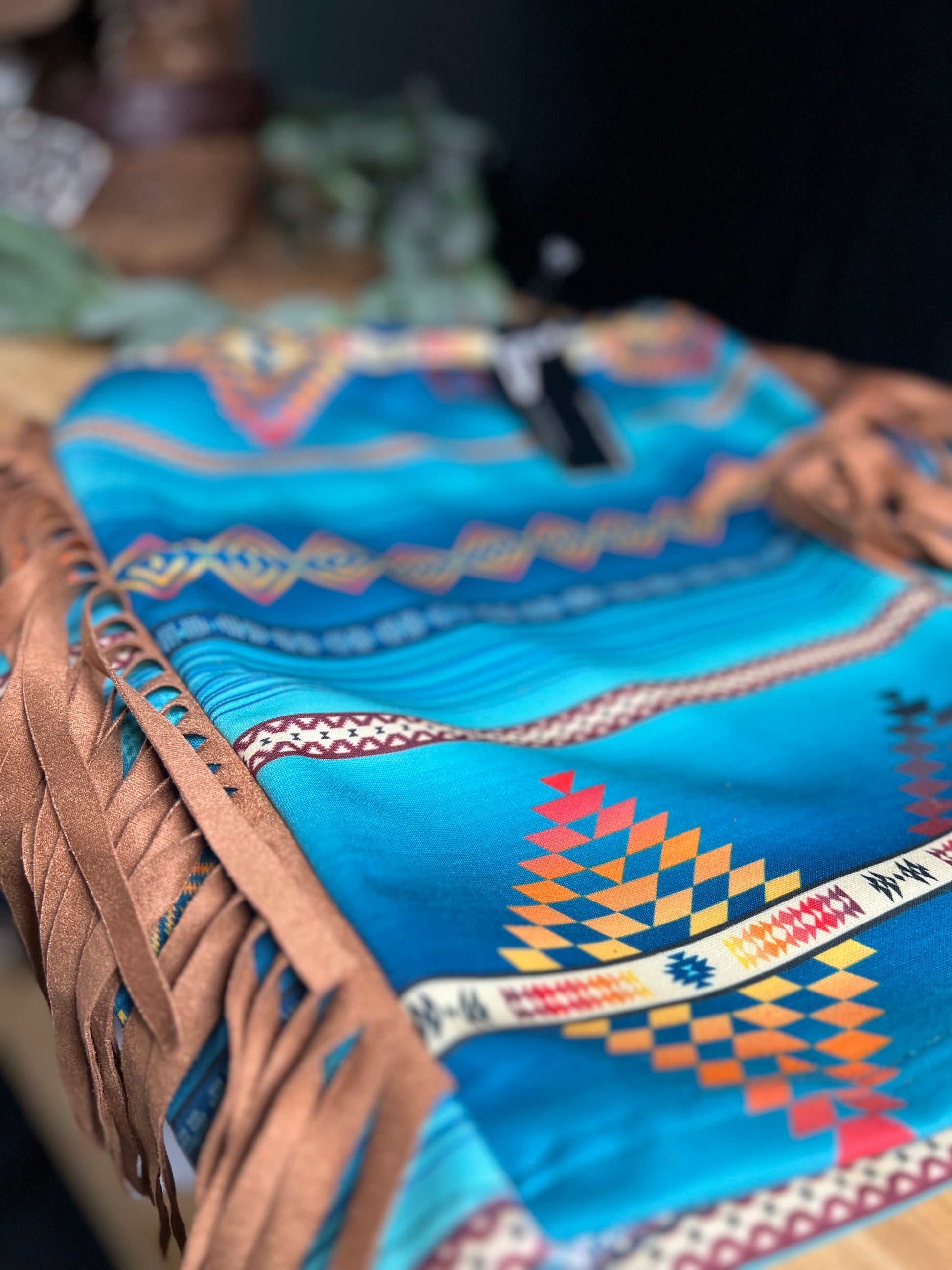 Western Turquoise Aztec Skirt