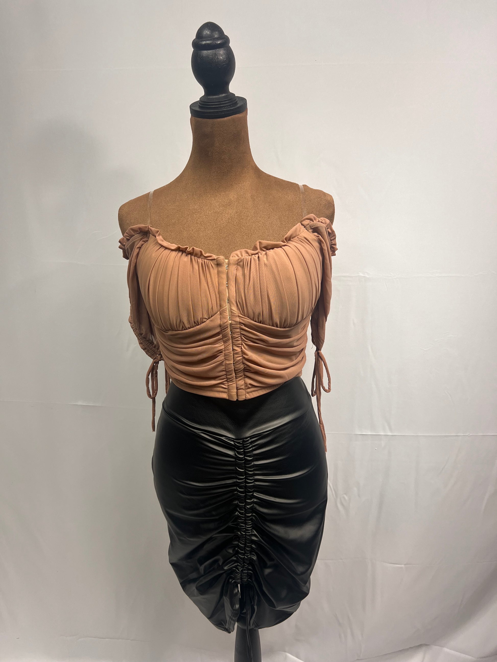 Power Mesh off Shoulder Corset Top
