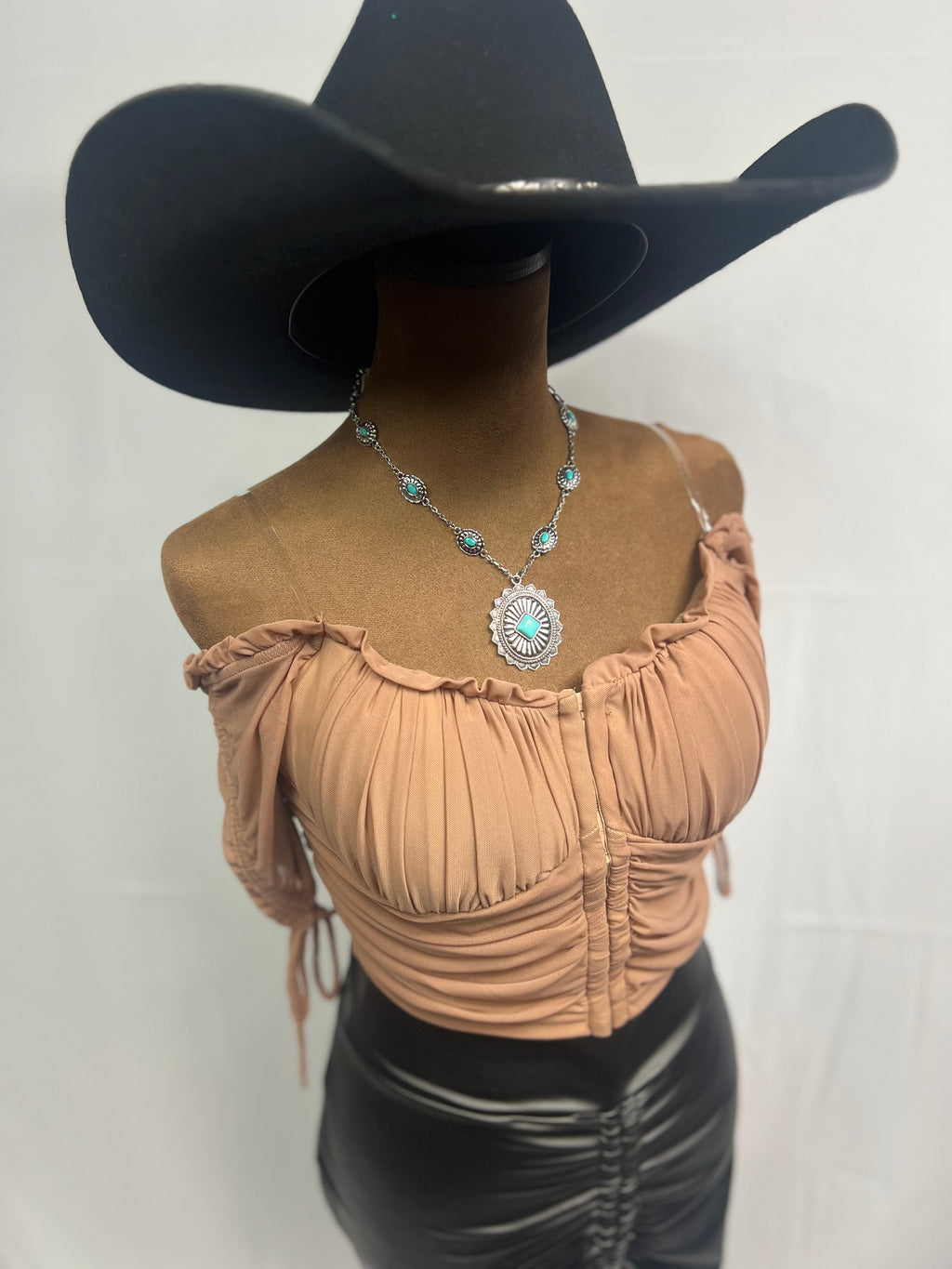 Power Mesh off Shoulder Corset Top