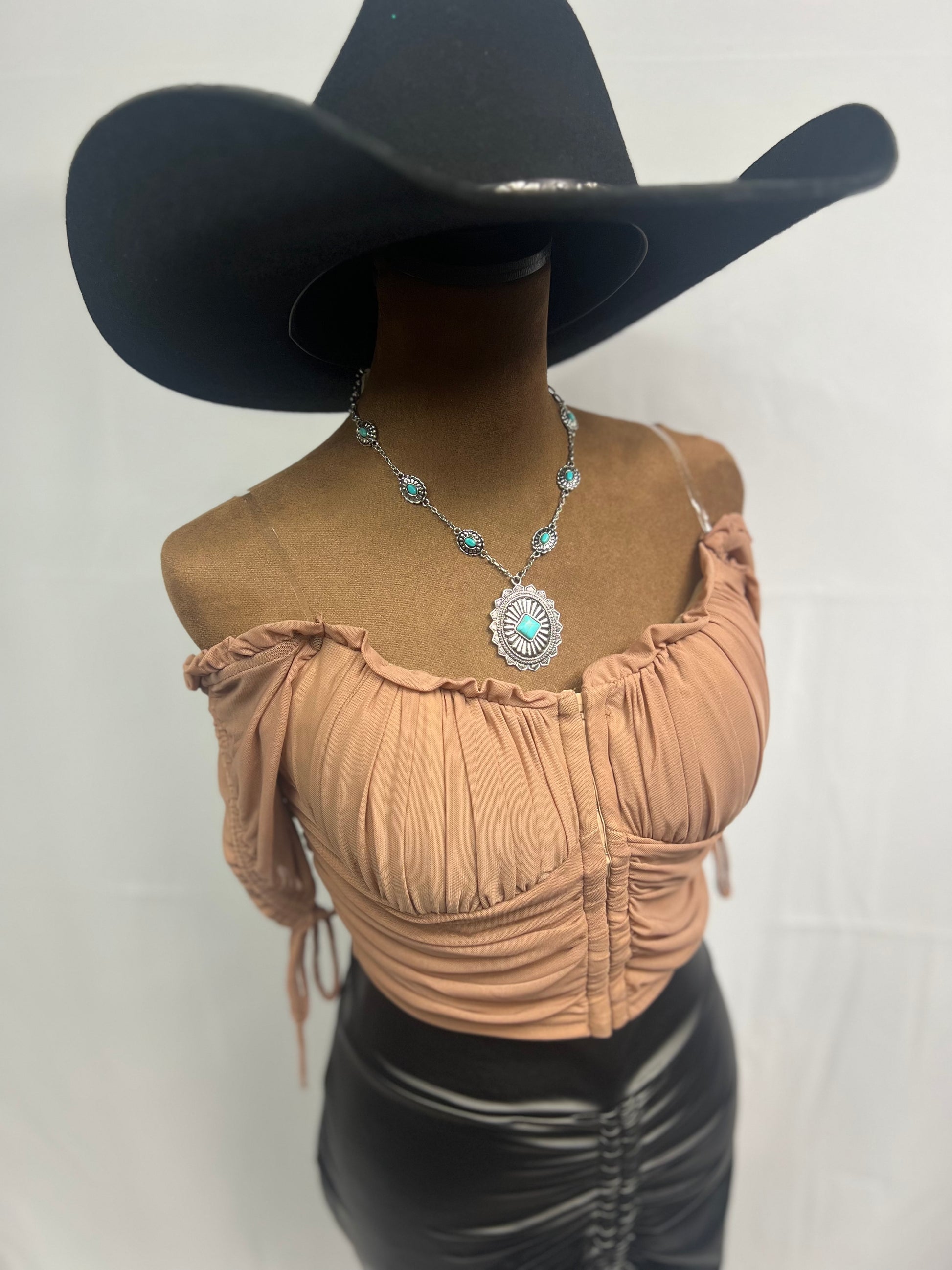 Power Mesh off Shoulder Corset Top