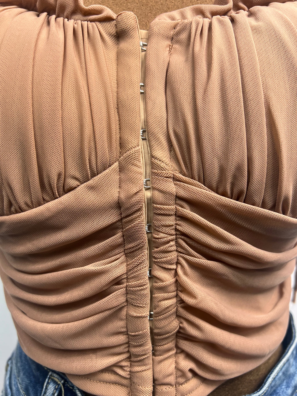 Power Mesh off Shoulder Corset Top