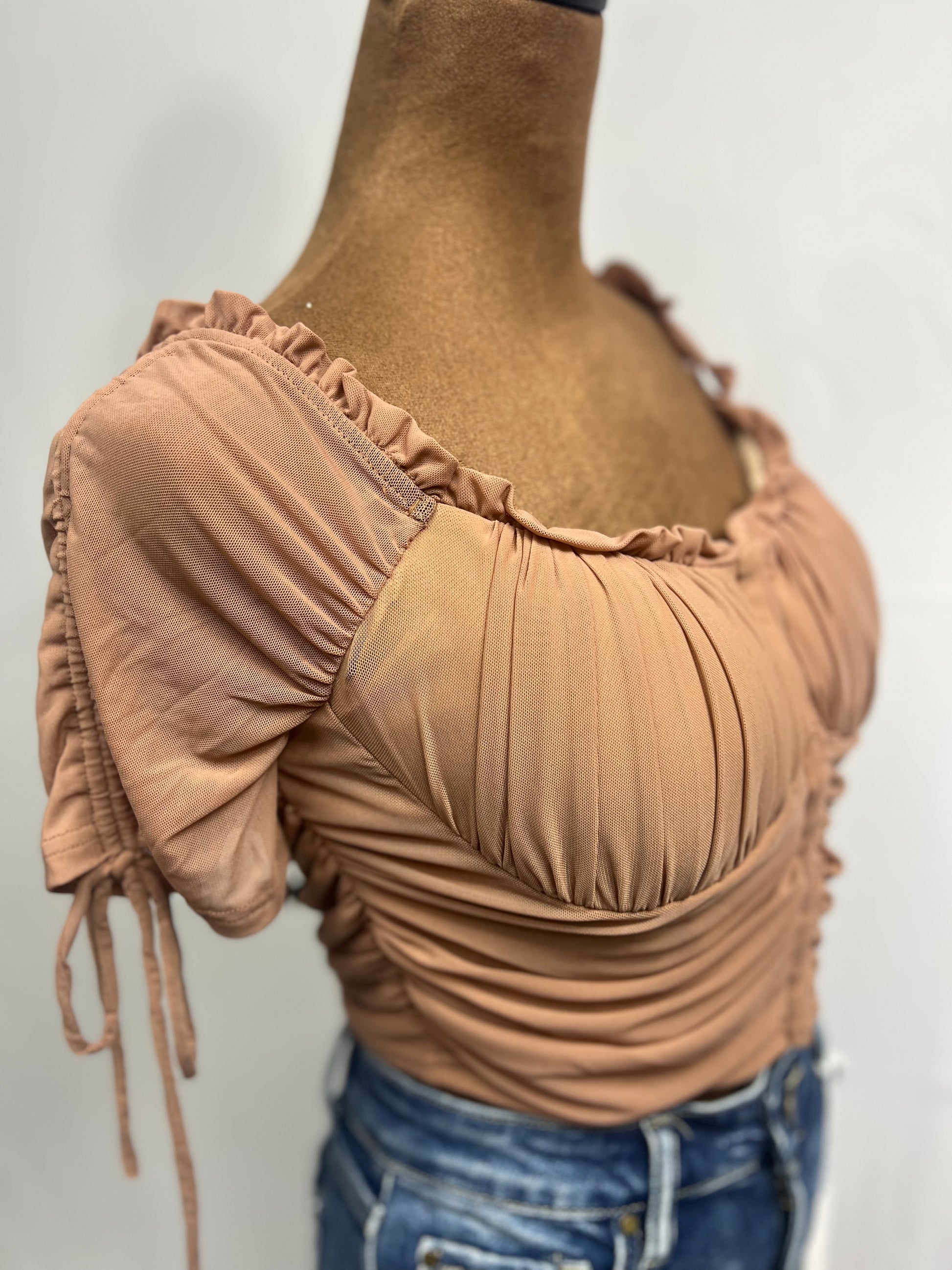 Power Mesh off Shoulder Corset Top