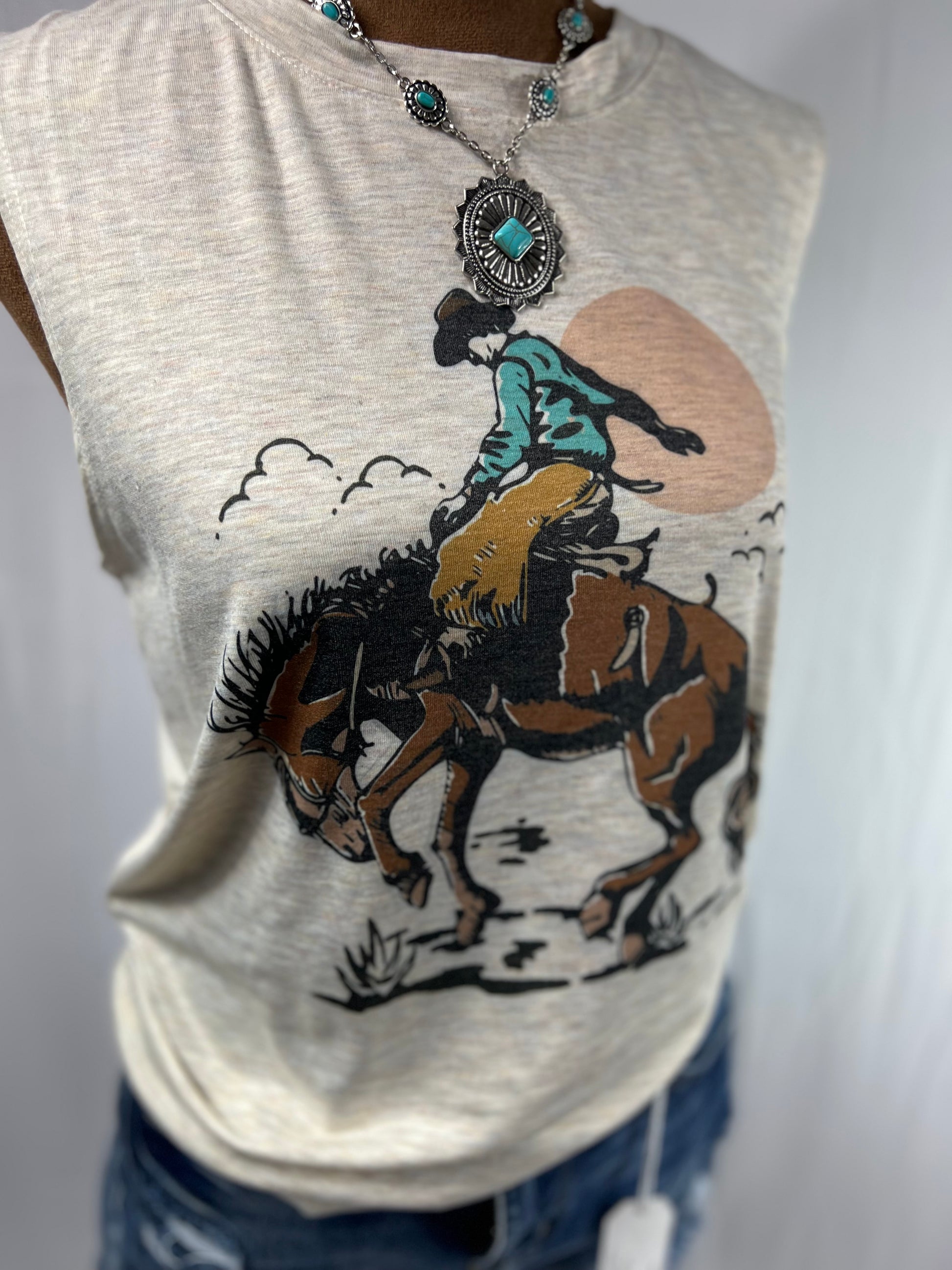 Rodeo Graphic Relaxed Fit Sleeveless Top