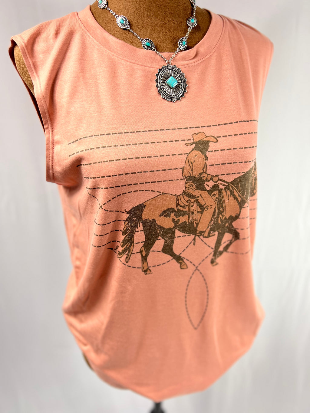 Cowboy Boot Stitch Graphic Sleeveless Top
