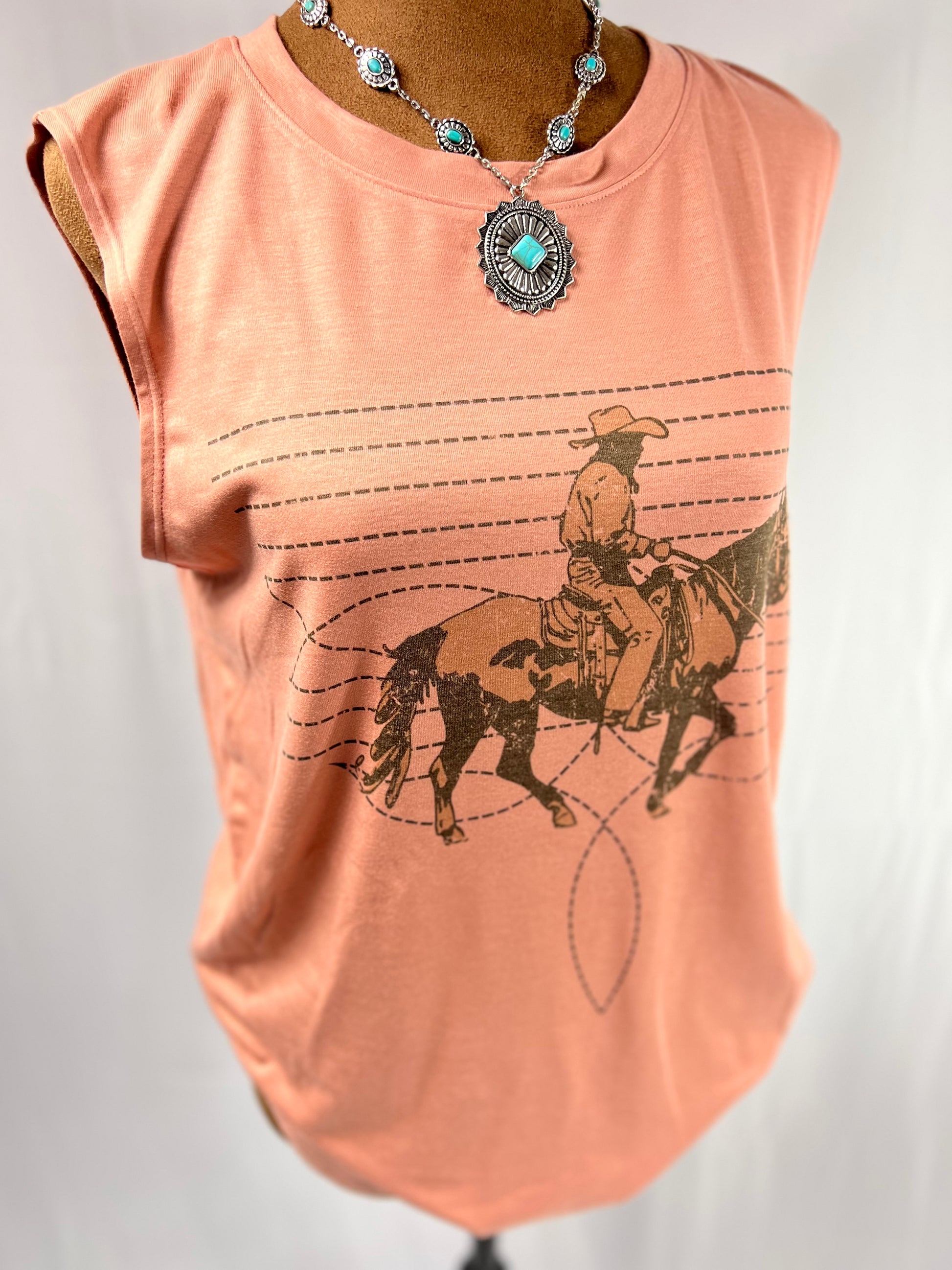Cowboy Boot Stitch Graphic Sleeveless Top