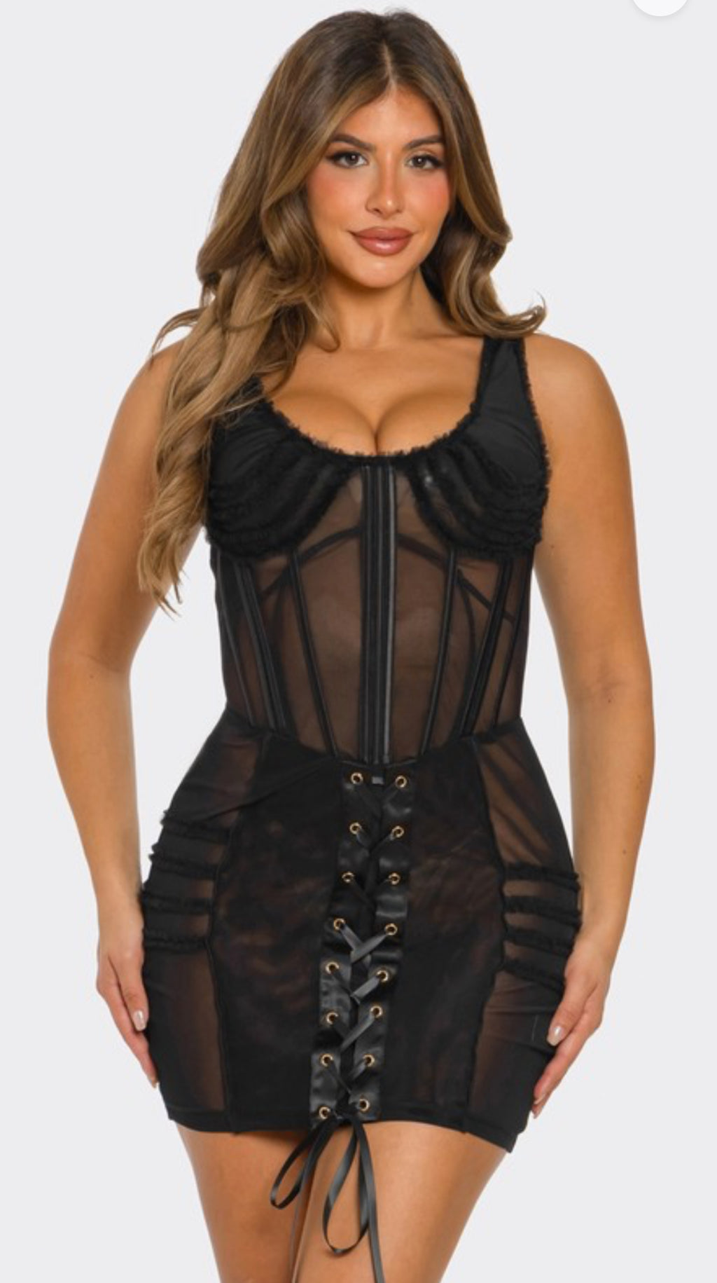 Black Lace Bustier Dress