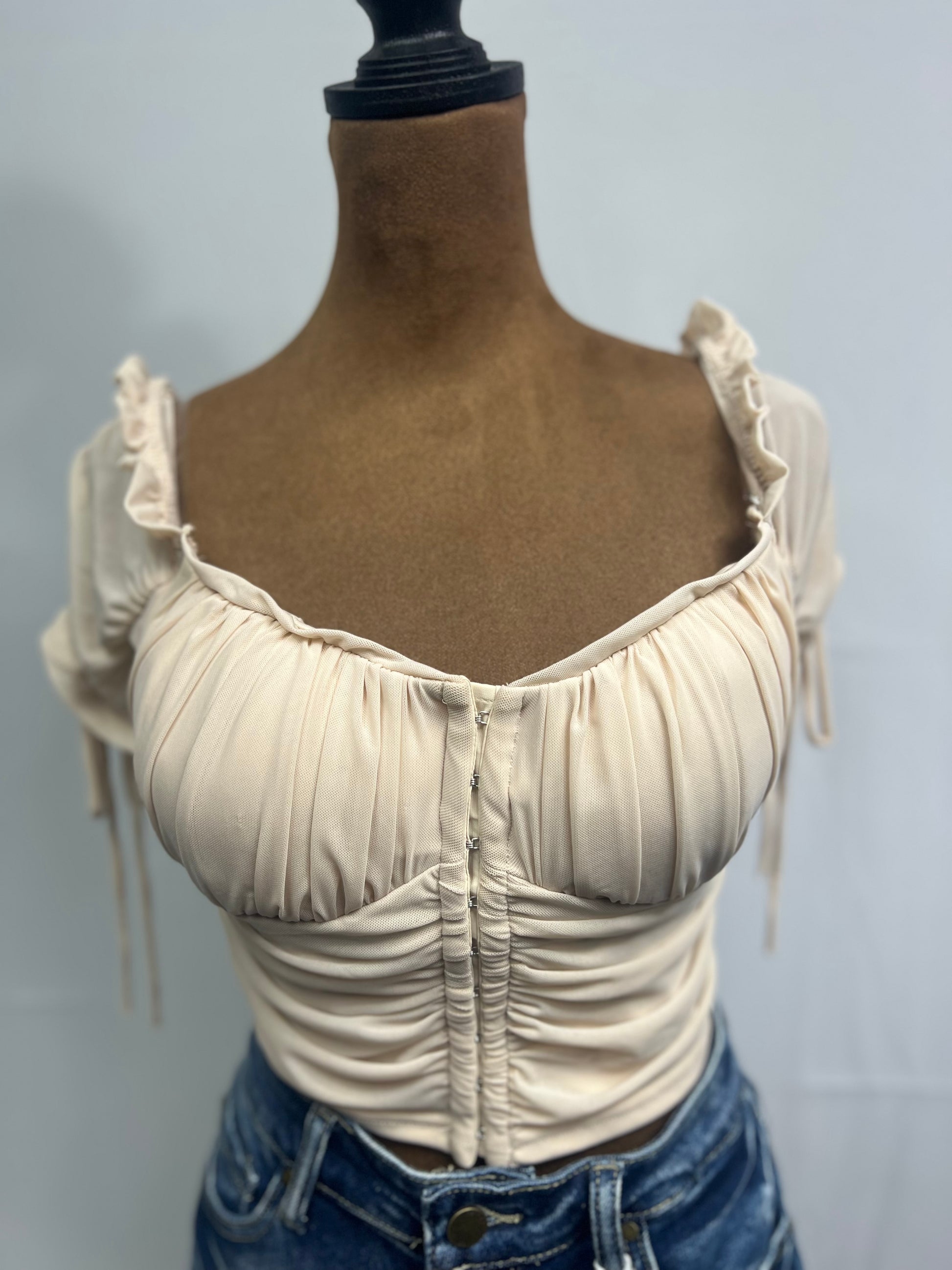 Power Mesh off Shoulder Corset Top