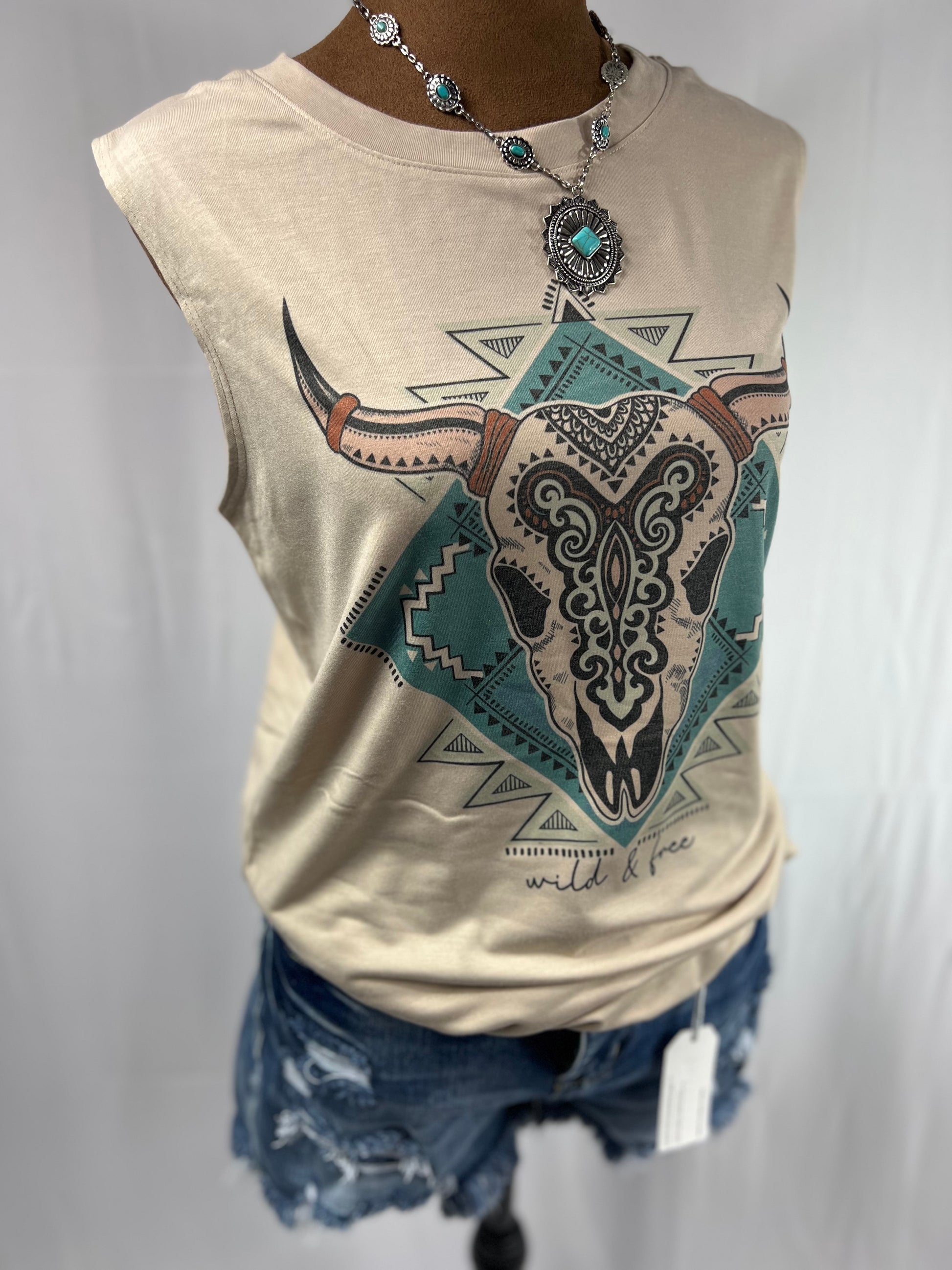 Longhorn Graphic Relaxed Fit Sleeveless Top
