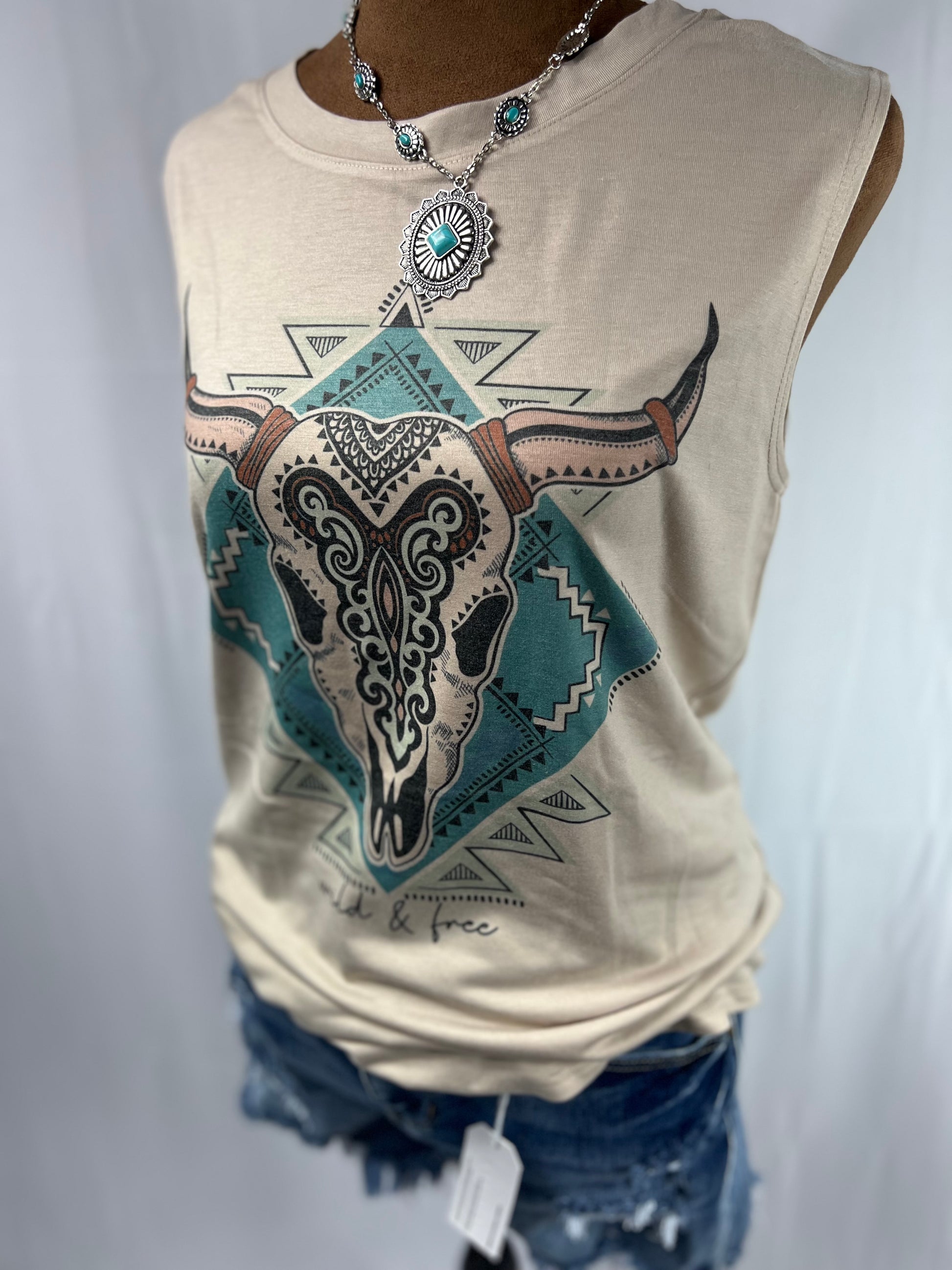 Longhorn Graphic Relaxed Fit Sleeveless Top