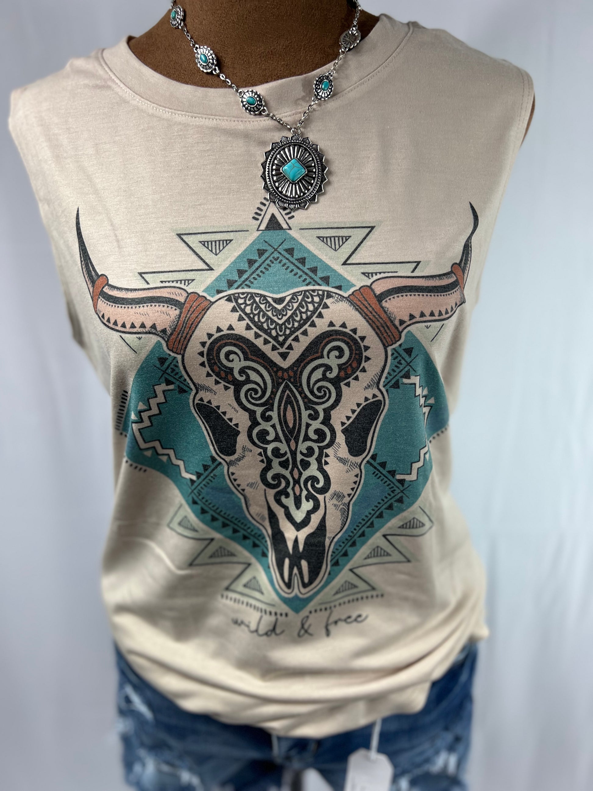 Longhorn Graphic Relaxed Fit Sleeveless Top